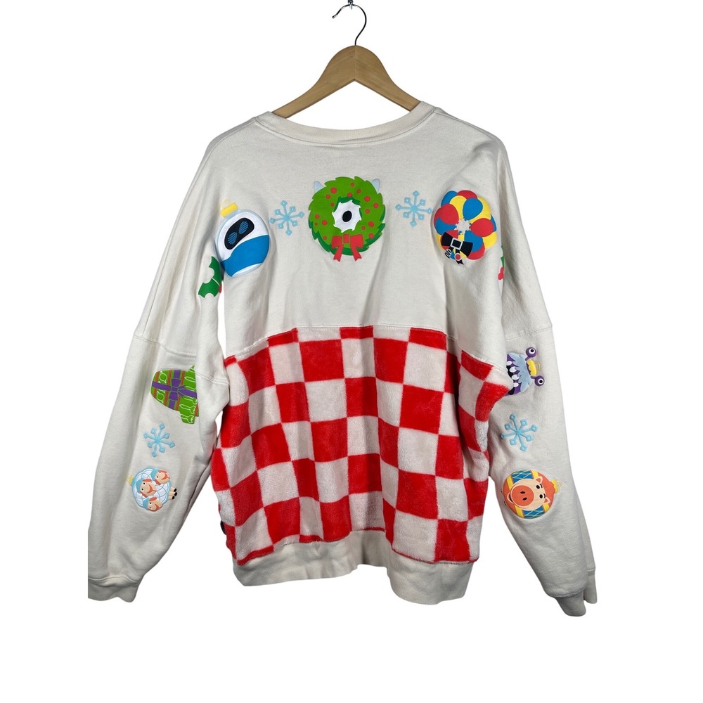 Disney Pixar Spirit Jersey XL Holiday Christmas Checkered Sherpa Ornament Cream